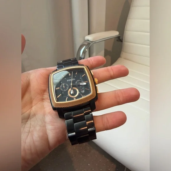 Fossil Watch Chronograph Stainless Steel Rose Gold Tone Black - Picture 5 of 15